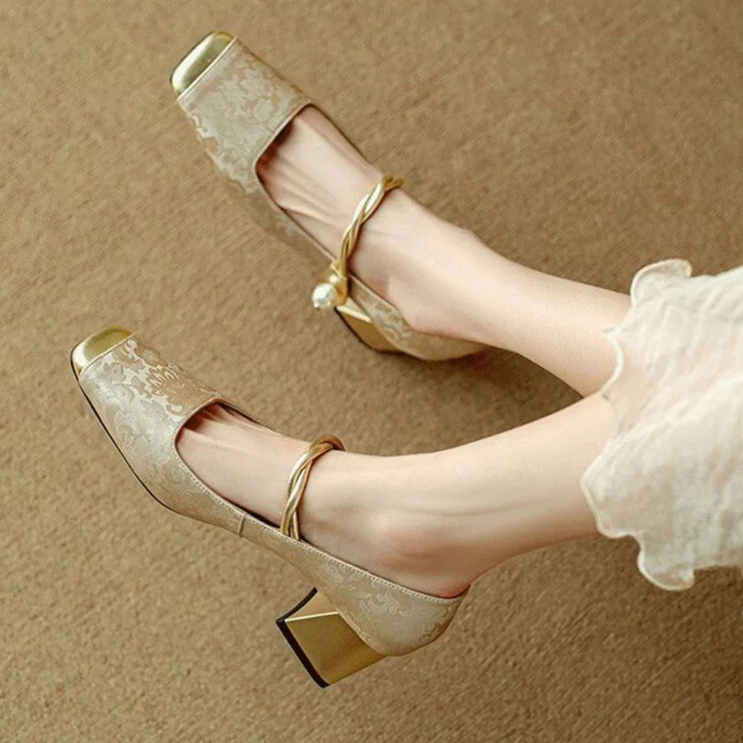 Florence | Women’s Elegant Heels with Gold Toe Cap - Image 7