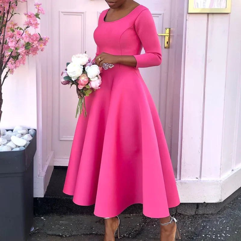 Grace | Women’s Classic Midi A-Line Wedding Dress with Embellished Belt - Image 3