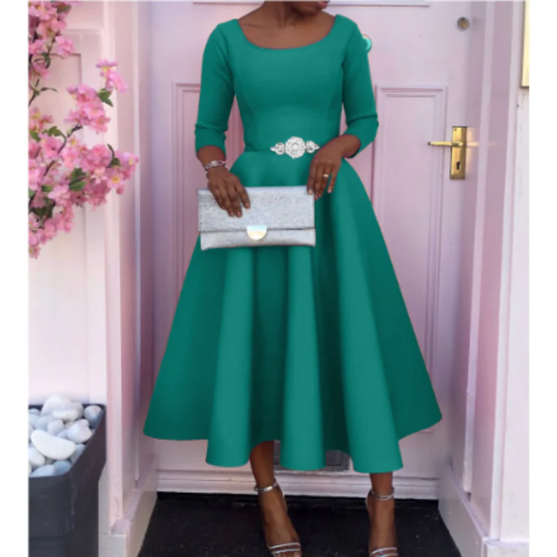 Grace | Women’s Classic Midi A-Line Wedding Dress with Embellished Belt - Image 8