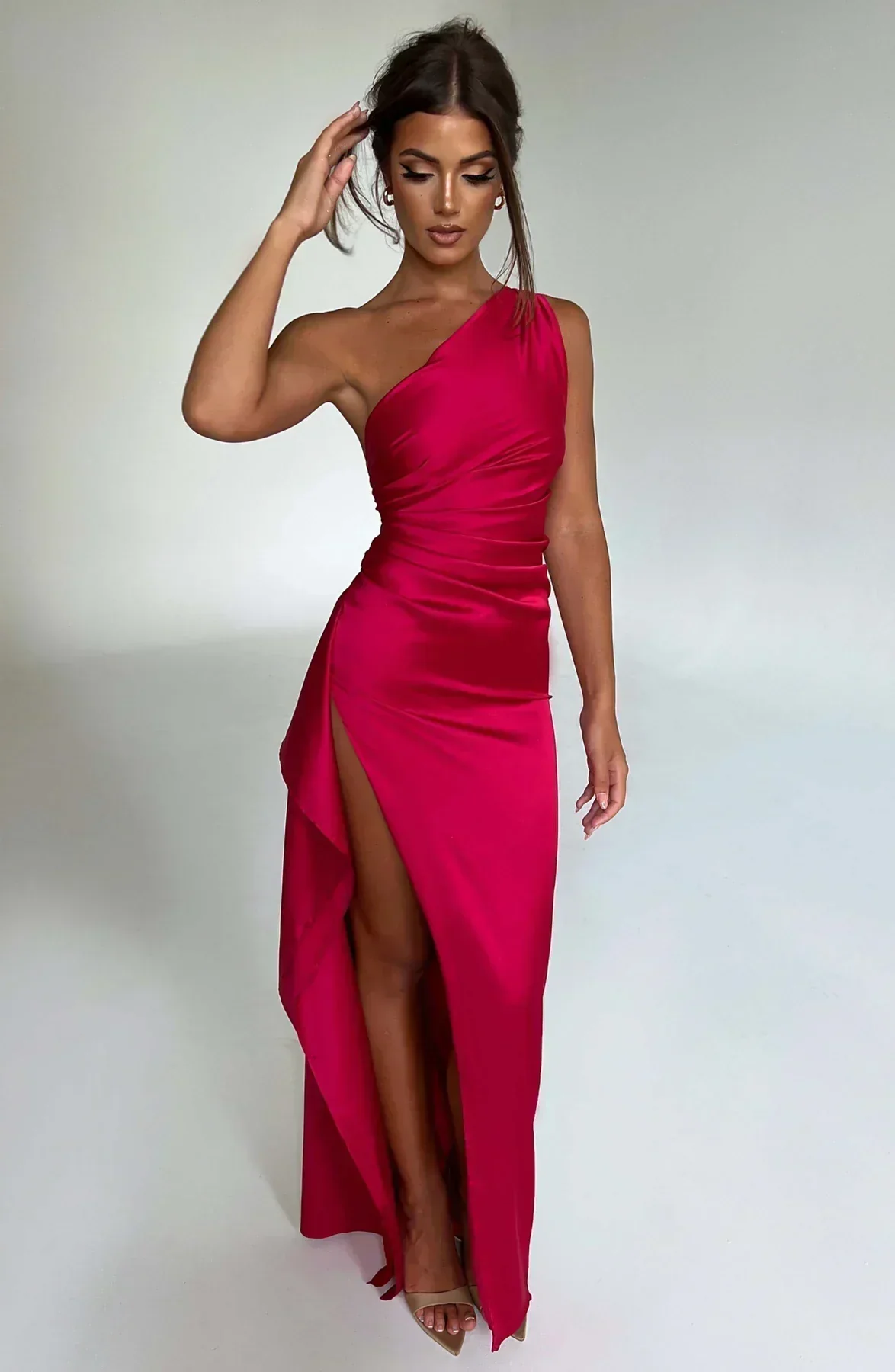 Gwendolen | Women's Elegant One Shoulder Maxi Dress with Asymmetric Straps - Image 2