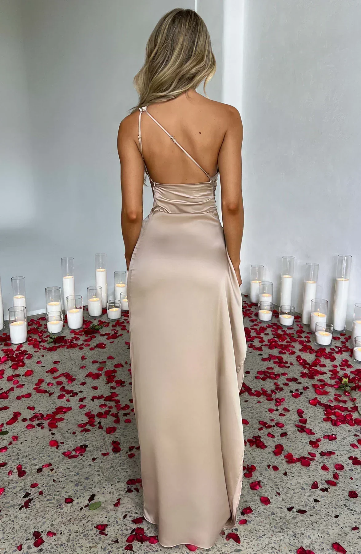 Gwendolen | Women's Elegant One Shoulder Maxi Dress with Asymmetric Straps - Image 3