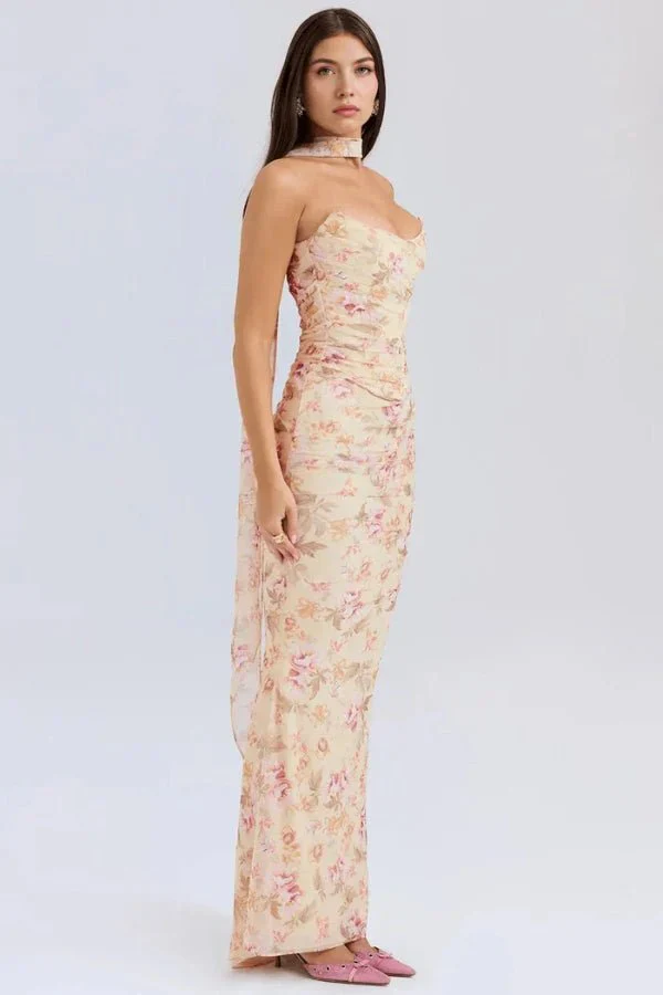 Hailey | Women’s Elegant Maxi Halterneck Wedding guest gown with Mermaid Hem - Image 16