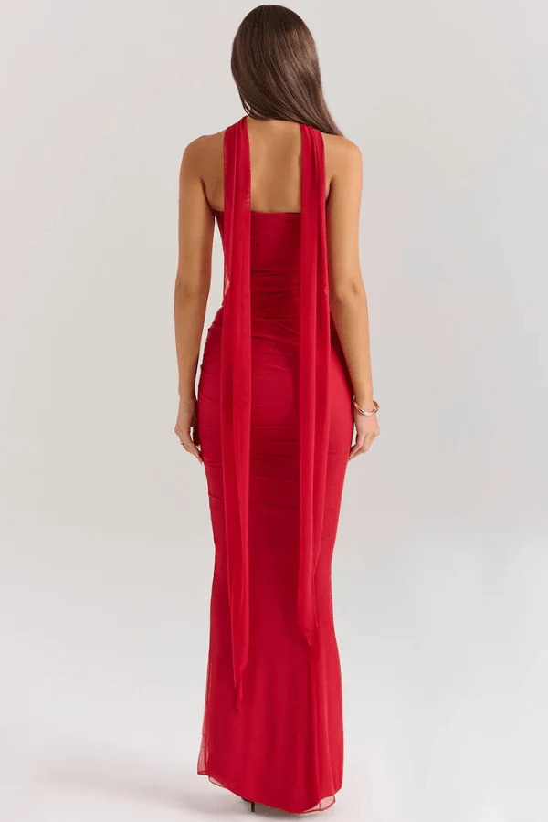 Hailey | Women’s Elegant Maxi Halterneck Wedding guest gown with Mermaid Hem - Image 9