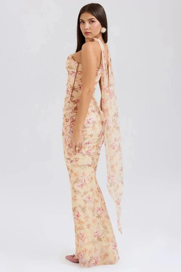 Hailey | Women’s Elegant Maxi Wedding Guest Dress with Ruched Side - Image 17