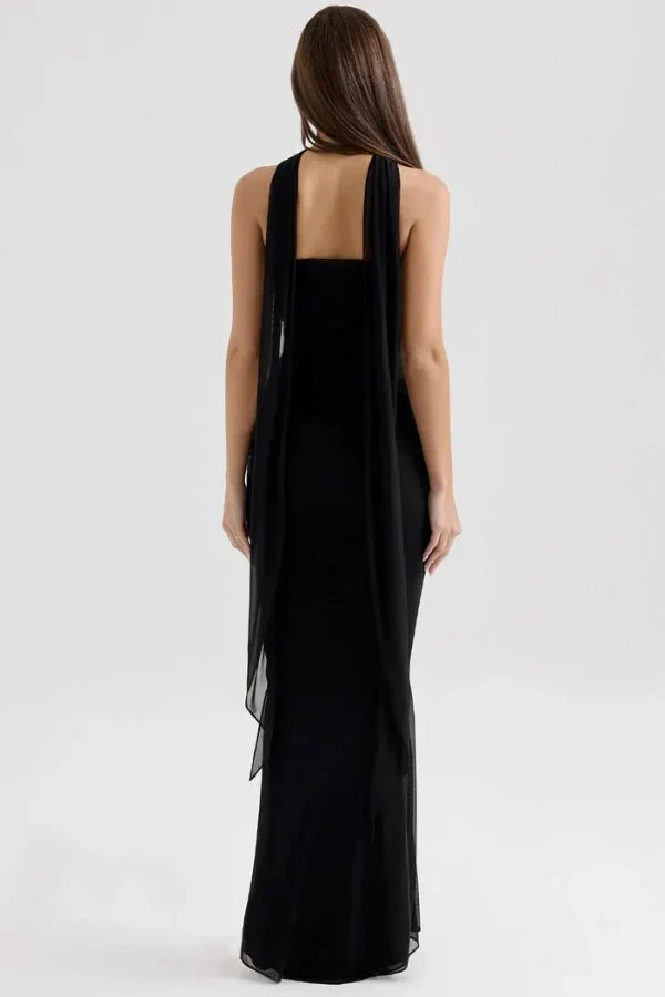Hailey | Women’s Elegant Maxi Wedding Guest Dress with Ruched Side - Image 2
