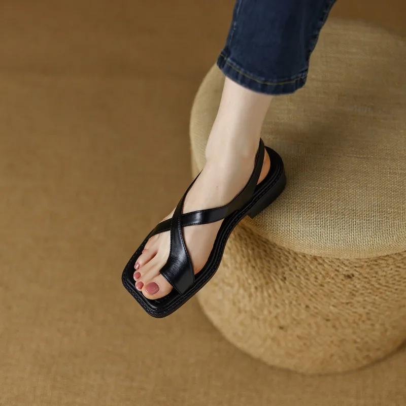 Hannah | Women’s Modern Leather Sandals with Buckle Strap - Image 12