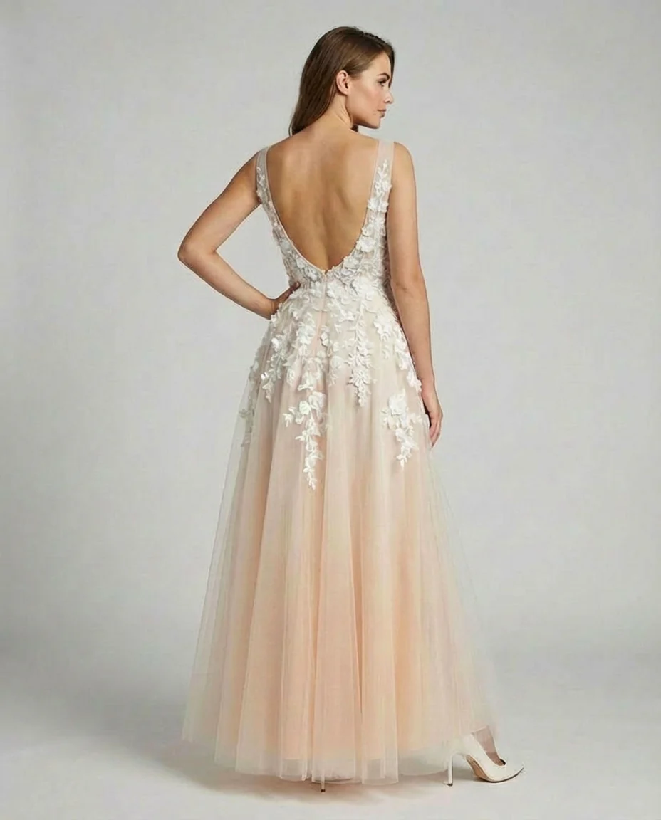 Holly | Women’s Elegant Maxi Wedding Dress with Floral Appliqué - Image 4