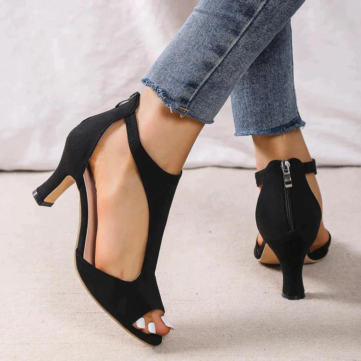 Isla | Women’s Elegant Summer Open-Toe Cutout Heels with Back Zip - Image 3