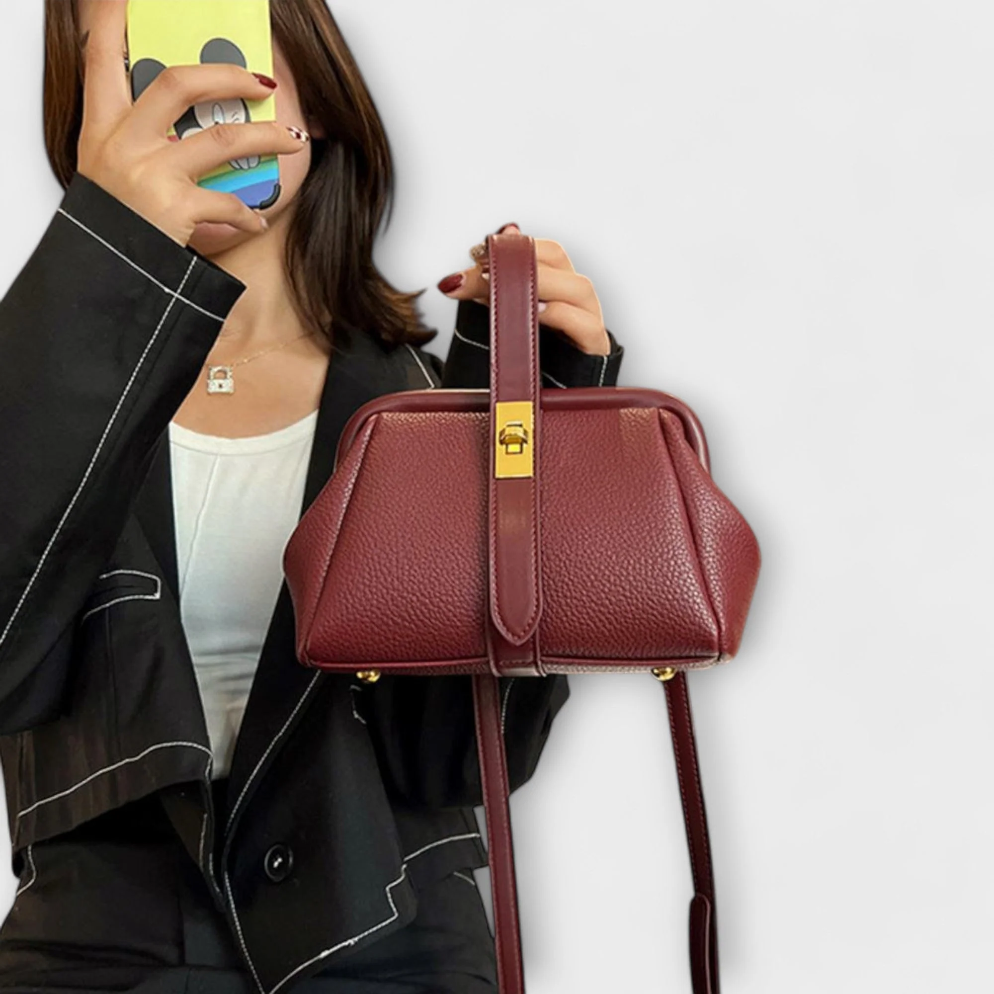 Ivy | Women’s Elegant Leather Mini Handbag with Turn Lock - Image 10