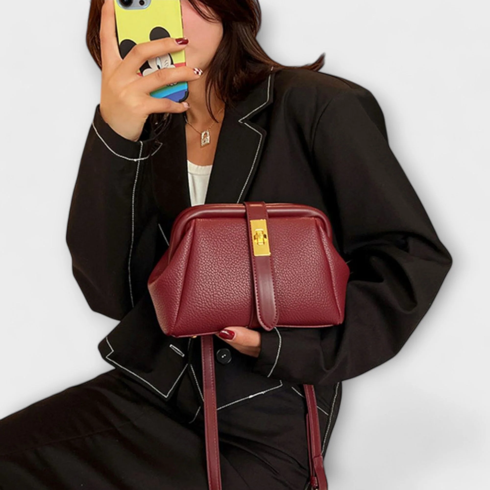 Ivy | Women’s Elegant Leather Mini Handbag with Turn Lock - Image 11