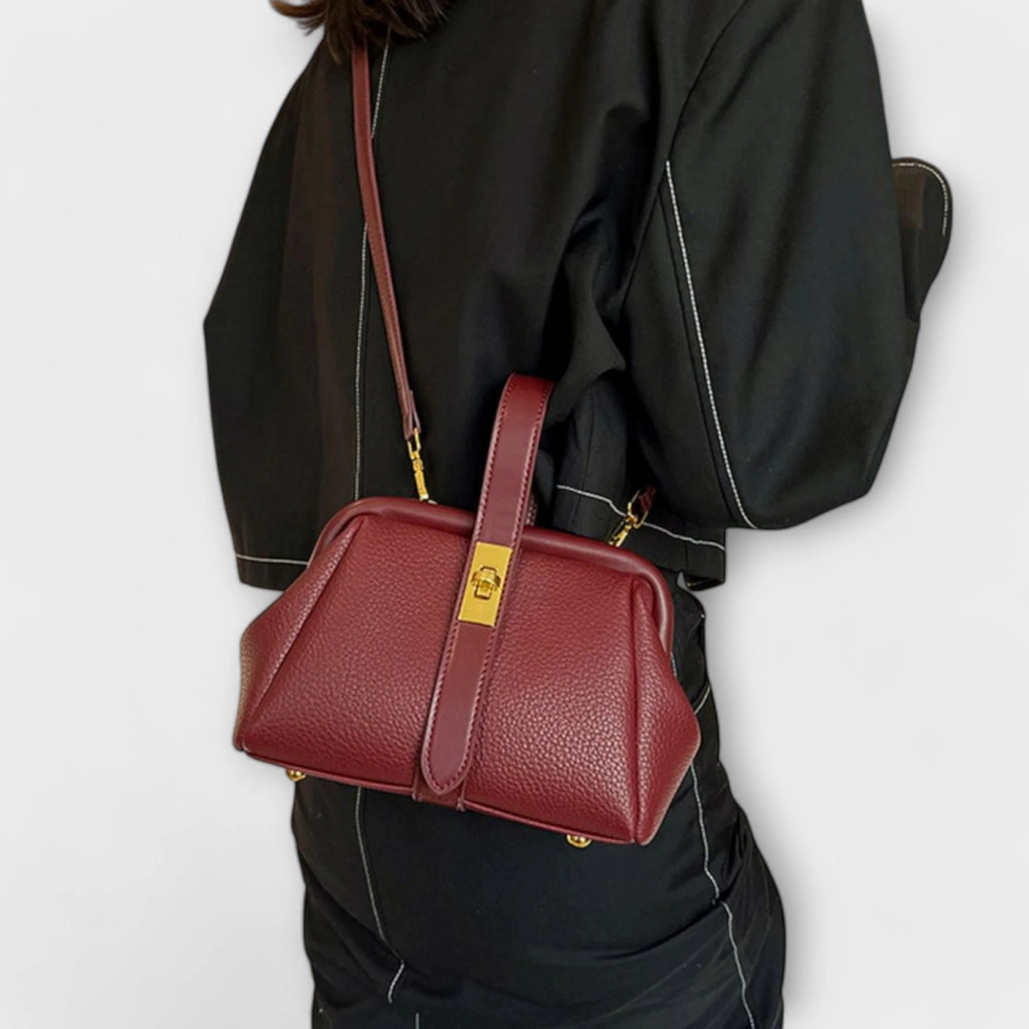 Ivy | Women’s Elegant Leather Mini Handbag with Turn Lock - Image 12