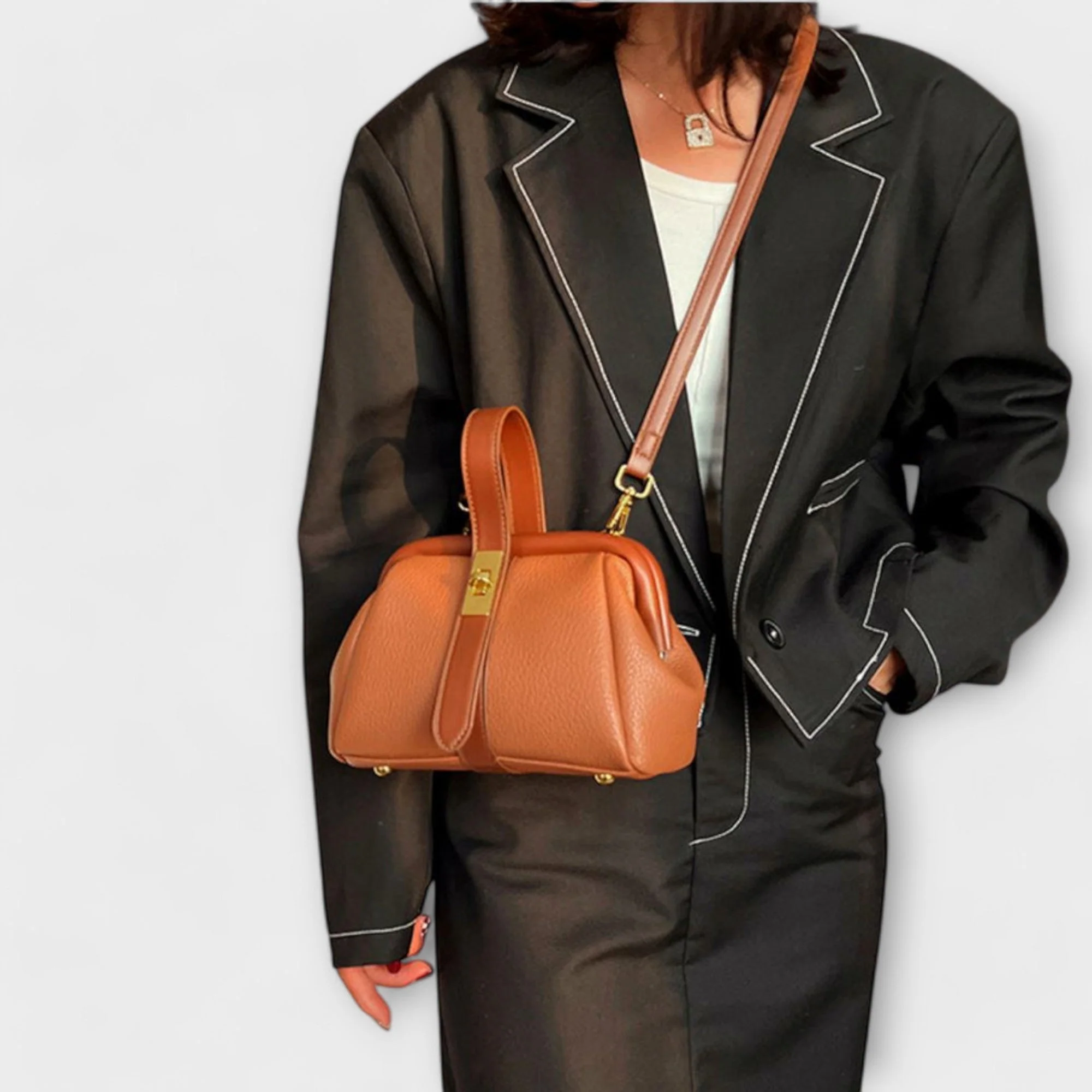 Ivy | Women’s Elegant Leather Mini Handbag with Turn Lock - Image 3