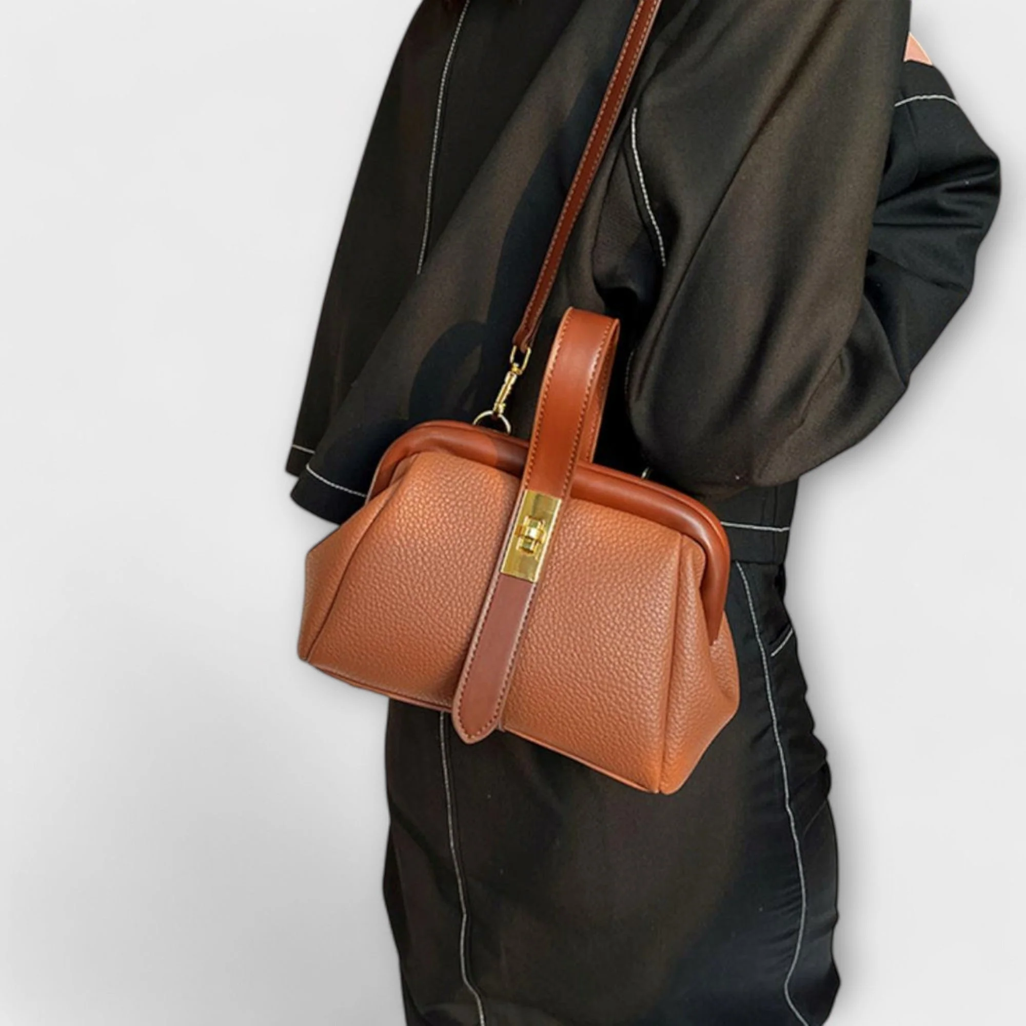 Ivy | Women’s Elegant Leather Mini Handbag with Turn Lock - Image 4