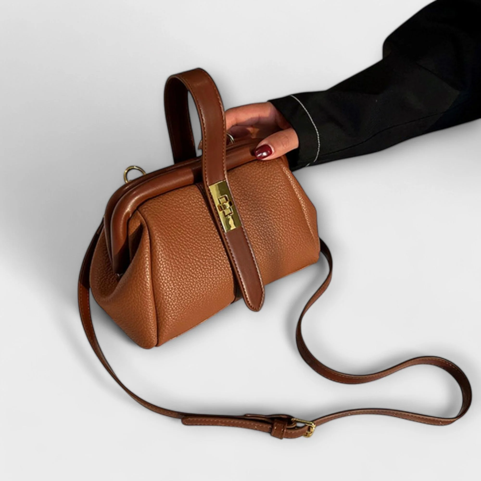 Ivy | Women’s Elegant Leather Mini Handbag with Turn Lock - Image 5