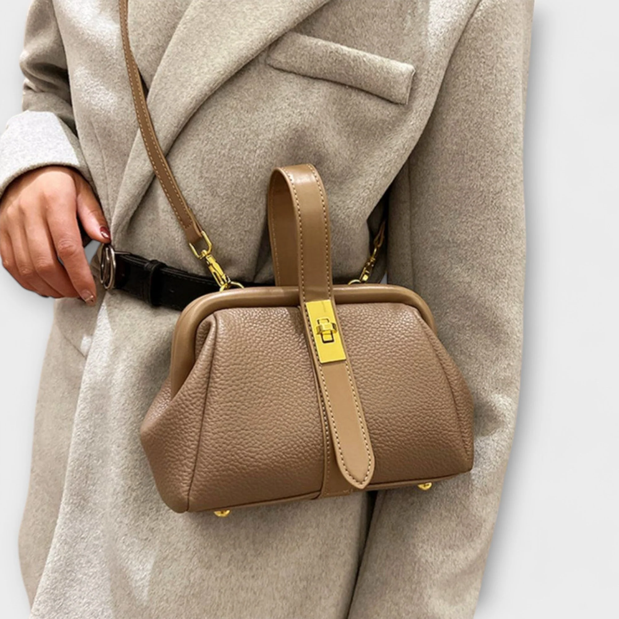 Ivy | Women’s Elegant Leather Mini Handbag with Turn Lock - Image 8