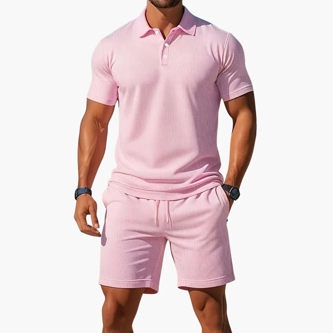 James | Men’s Casual Polo Shirt Shorts Two Piece Set with Drawstring - Image 10