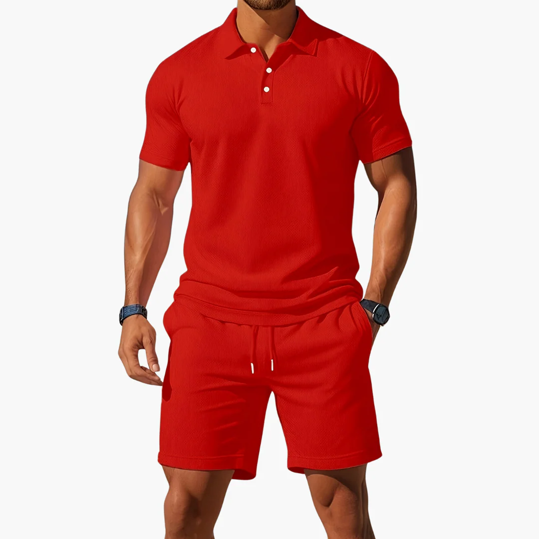 James | Men’s Casual Polo Shirt Shorts Two Piece Set with Drawstring - Image 5