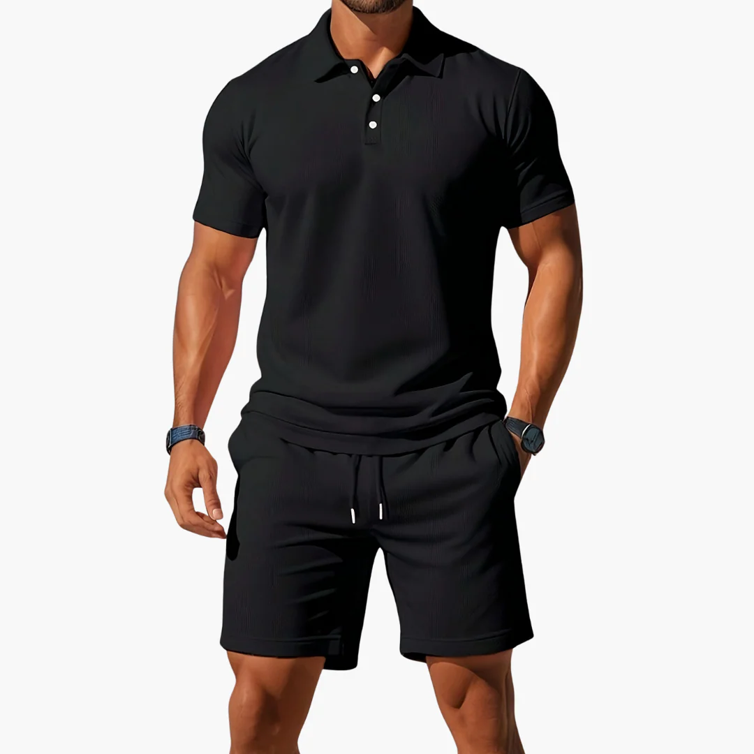 James | Men’s Casual Polo Shirt Shorts Two Piece Set with Drawstring - Image 7