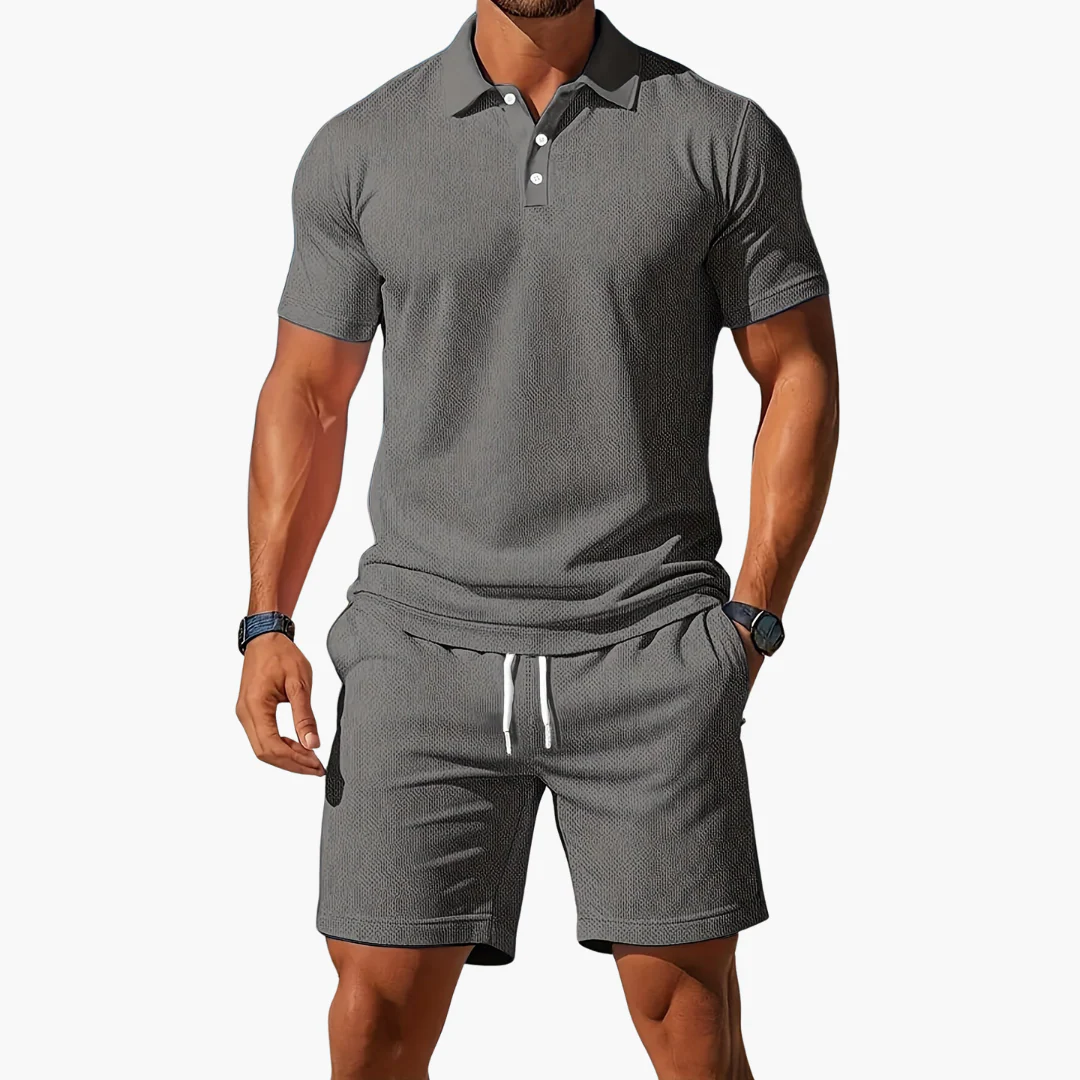 James | Men’s Casual Polo Shirt Shorts Two Piece Set with Drawstring - Image 8