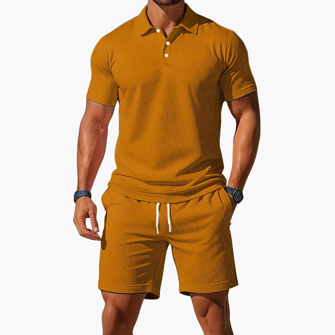 James | Men’s Casual Polo Shirt Shorts Two Piece Set with Drawstring - Image 9