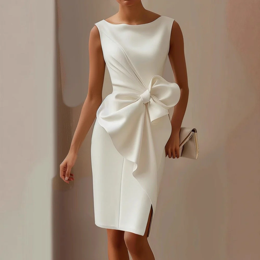 Alison | Women’s Midi Mother Of The Bride Dress with Front Bow - Image 5