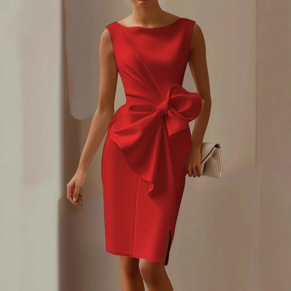 Alison | Women’s Midi Mother Of The Bride Dress with Front Bow - Image 7