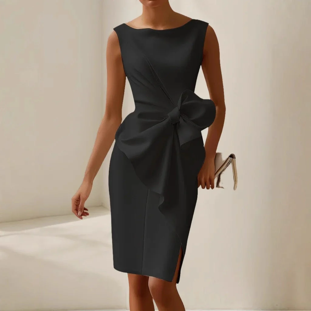 Alison | Women’s Midi Mother Of The Bride Dress with Front Bow - Image 8