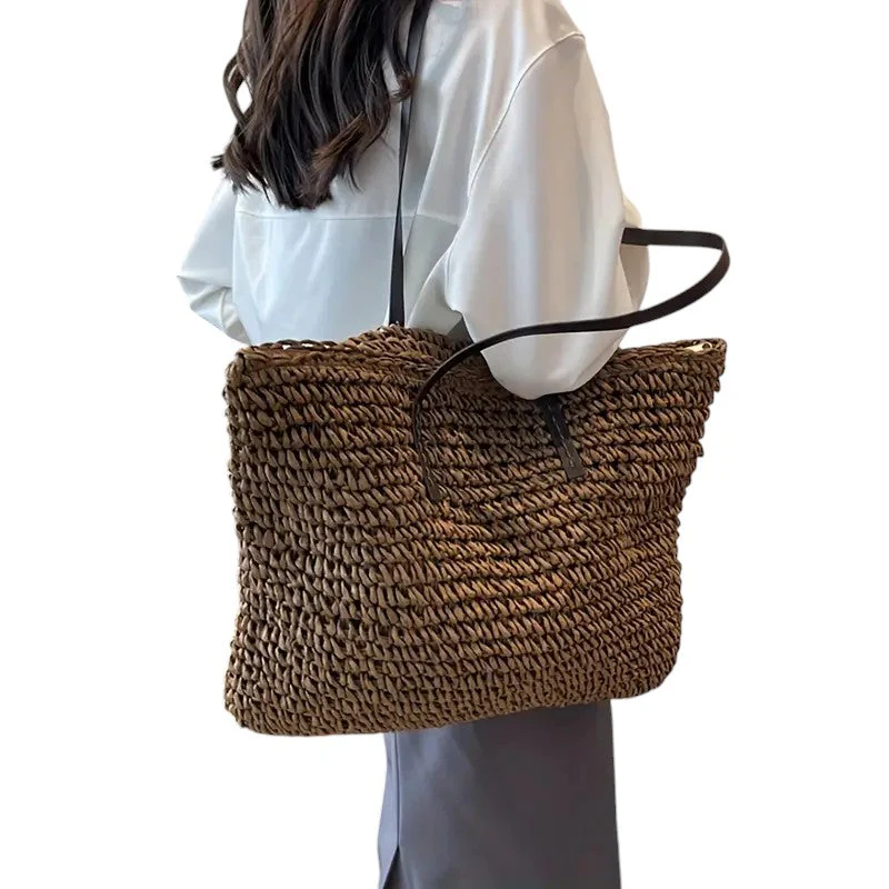 Laura | Women’s Summer Beach Bag with Leather Straps - Image 3