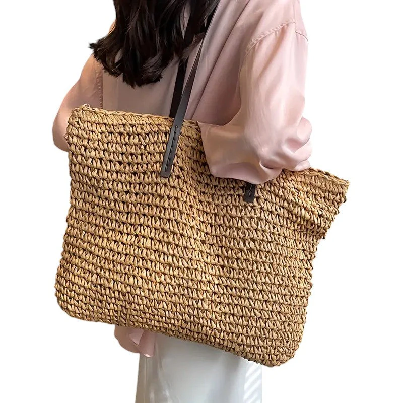 Laura | Women’s Summer Beach Bag with Leather Straps - Image 4