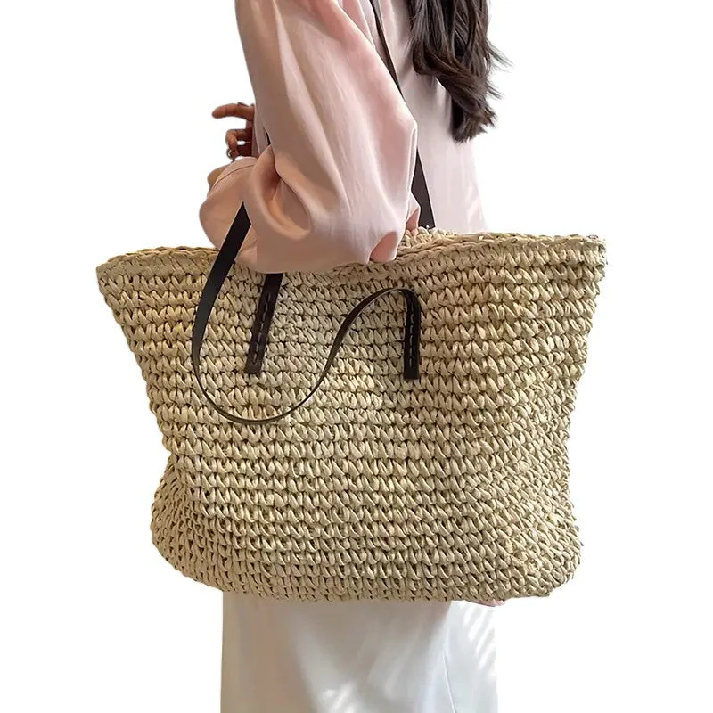 Laura | Women’s Summer Beach Bag with Leather Straps - Image 5