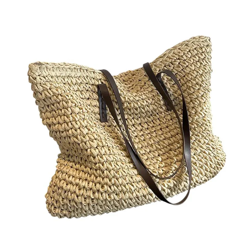 Laura | Women’s Summer Beach Bag with Leather Straps - Image 9