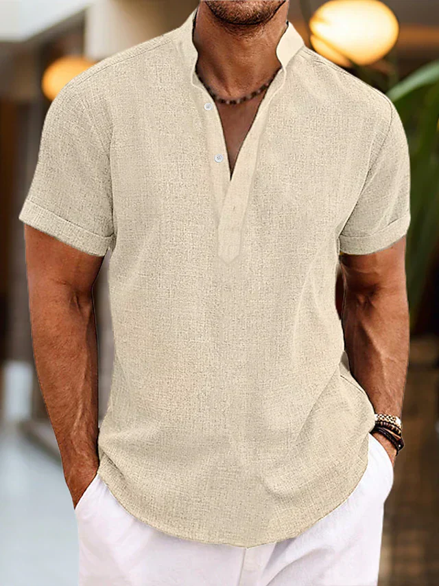 Leo | Men’s Summer Henley Short Sleeve Shirt with Button Placket - Image 5