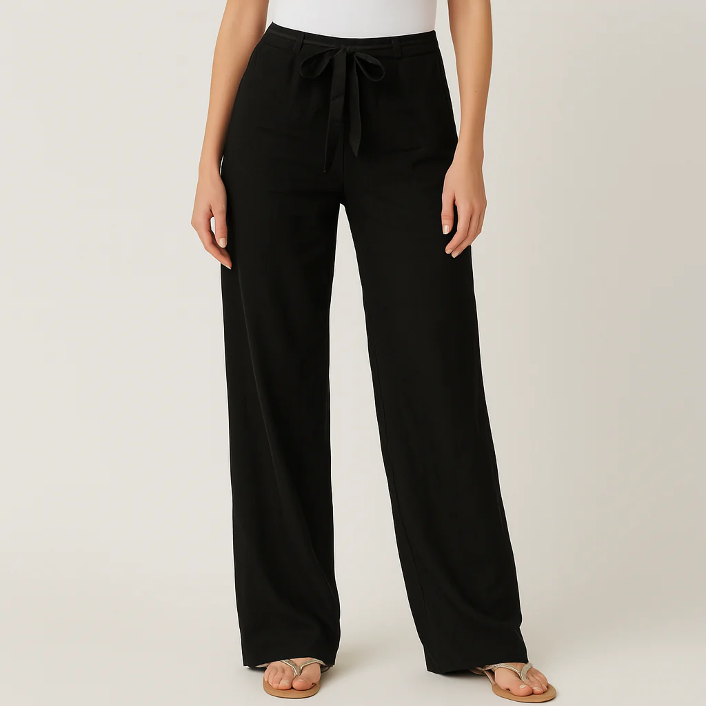 Lily | Women’s Relaxed Wide-Leg trousers with Tie Waist - Image 4