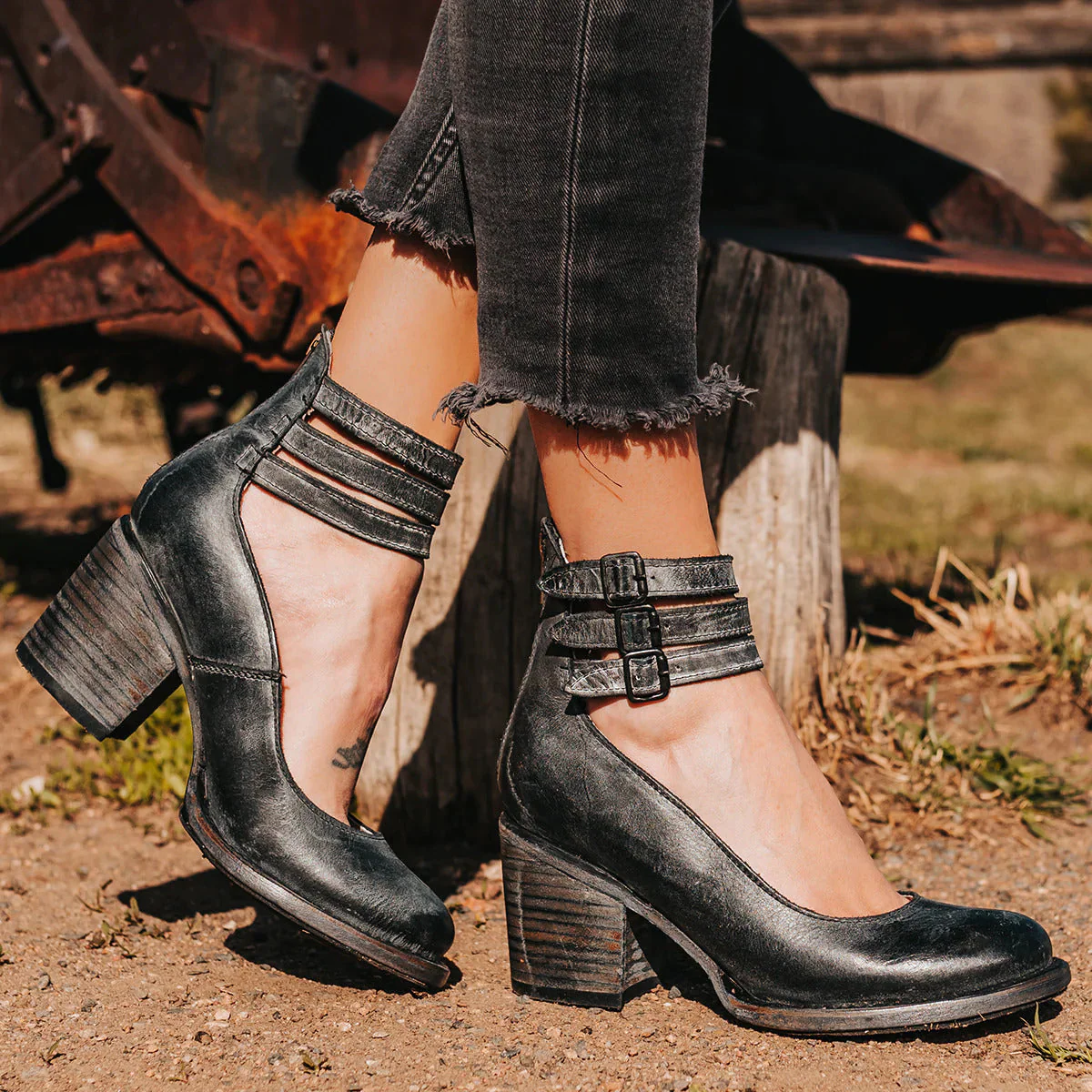 Lily | Women’s Vintage Strappy Heels with Triple Buckle Straps - Image 10