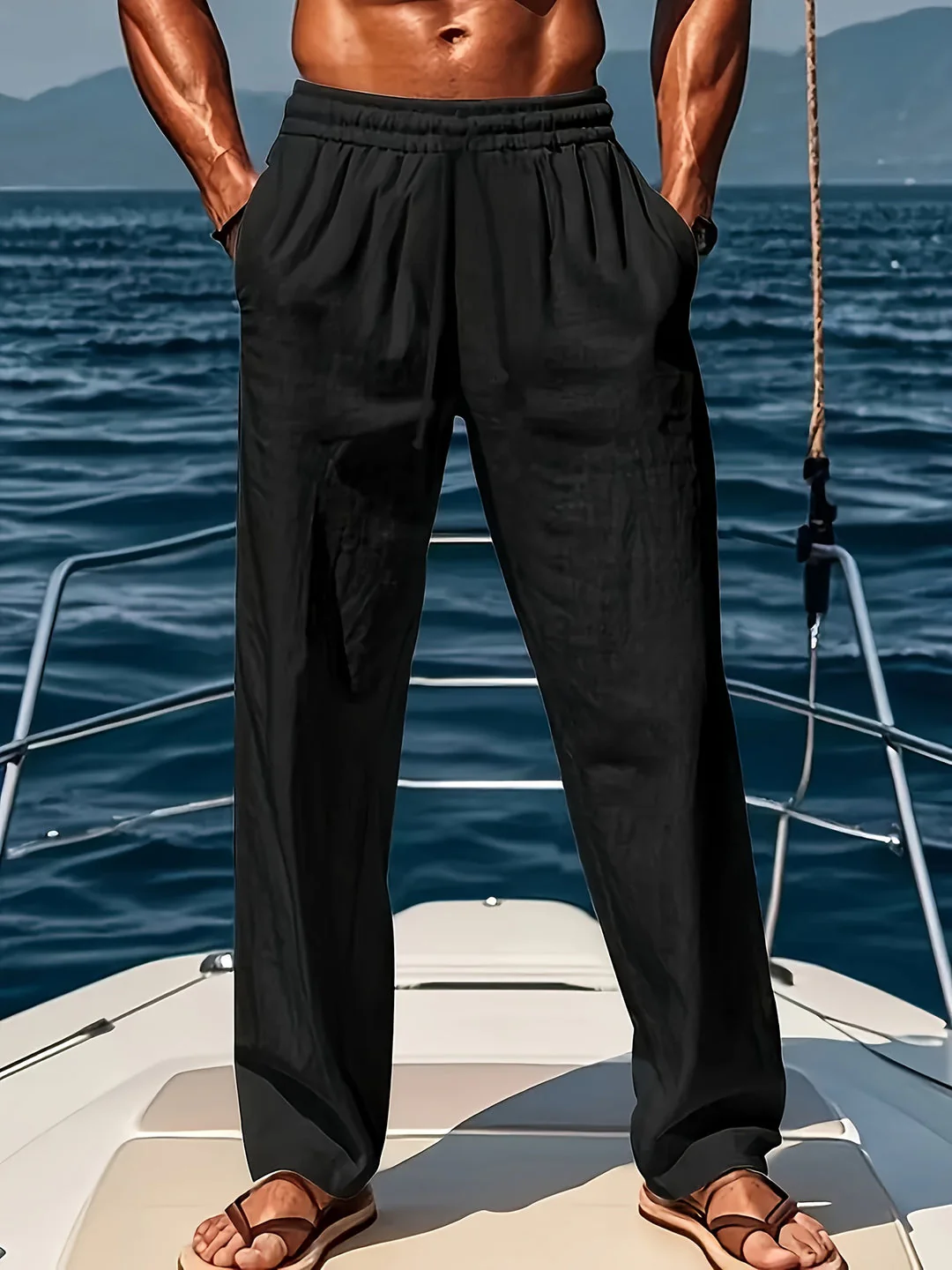 Louis | Men’s Relaxed Trousers with Drawstring Waist - Image 6