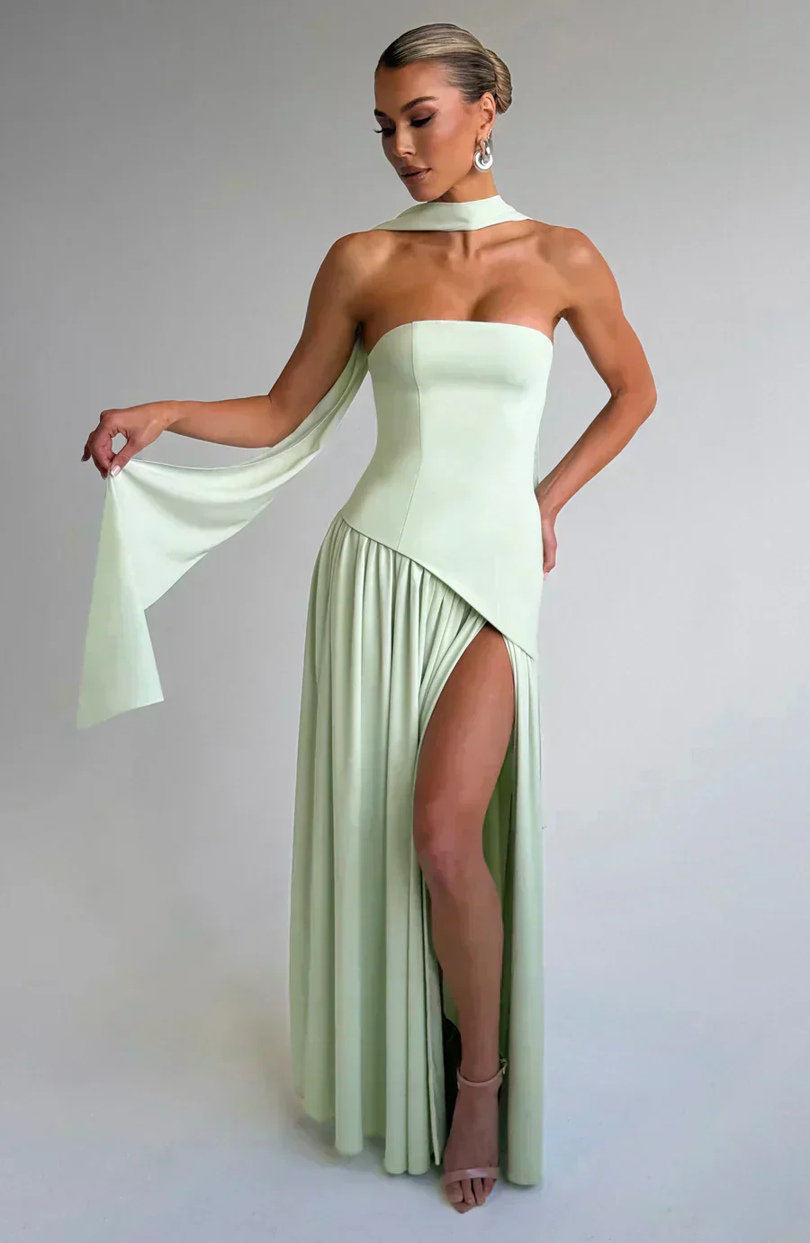 Maeve | Women’s Elegant Halter Neck Maxi Wedding Guest Dress with High Split - Image 10