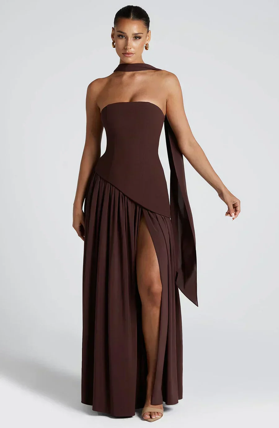 Maeve | Women’s Elegant Halter Neck Maxi Wedding Guest Dress with High Split - Image 13