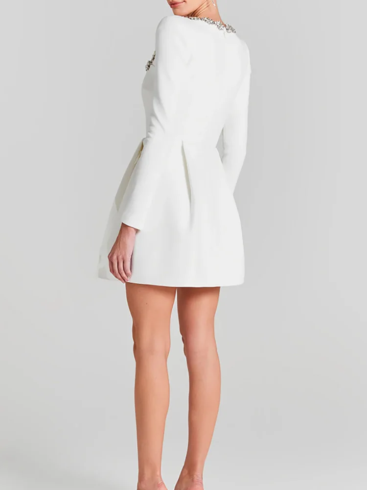 Maisie | Women’s Elegant Mini Wedding Dress with Square Neckline - Image 15