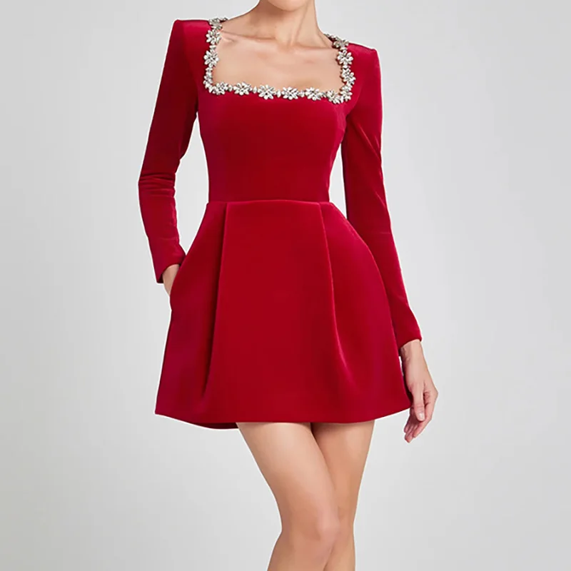 Maisie | Women’s Elegant Mini Wedding Dress with Square Neckline - Image 17
