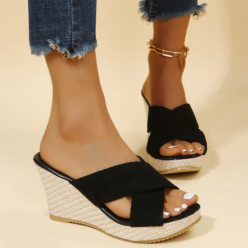Matilda | Women’s Stylish Wedge Sandals with Cross Straps - Image 4