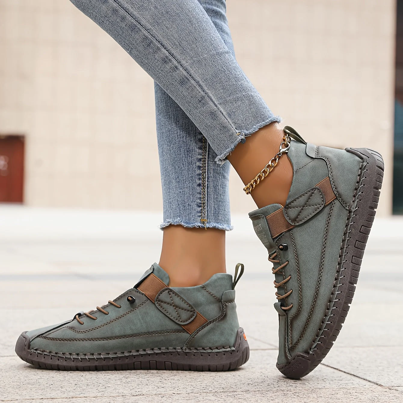 Mia | Women’s Casual Lace-Up Trainers with Hook-and-Loop Strap