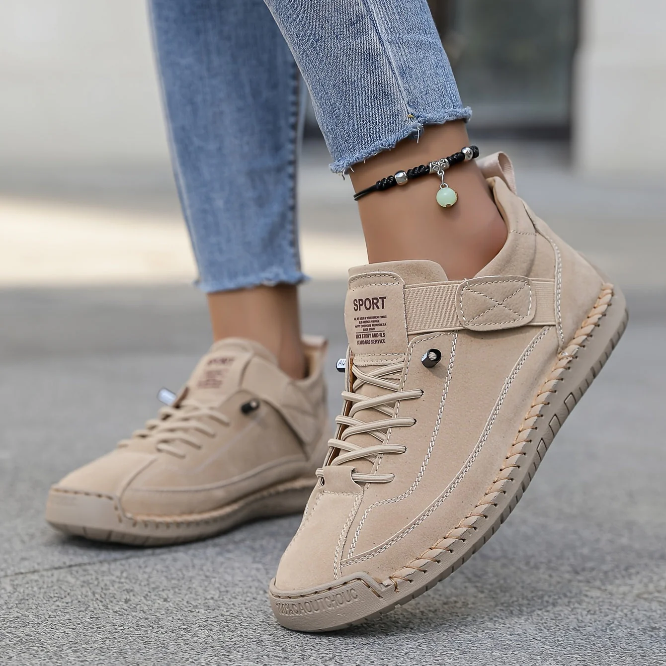 Mia | Women’s Casual Lace-Up Trainers with Hook-and-Loop Strap - Image 2