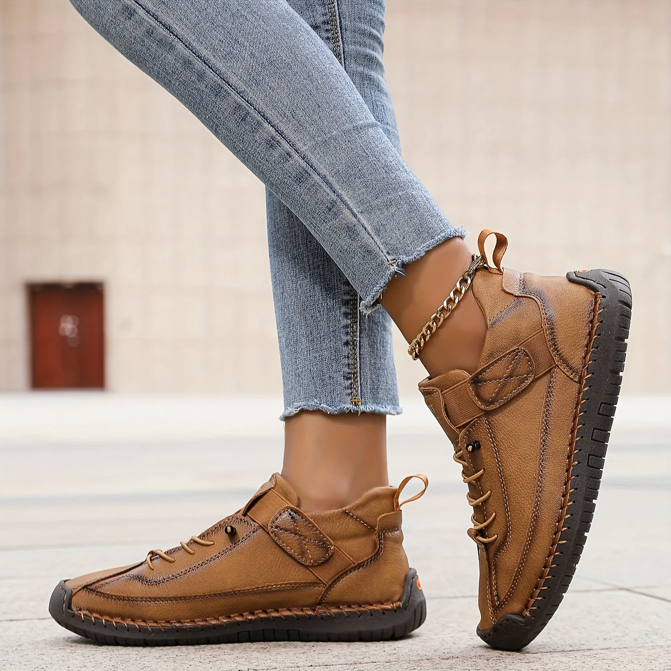 Mia | Women’s Casual Lace-Up Trainers with Hook-and-Loop Strap - Image 4