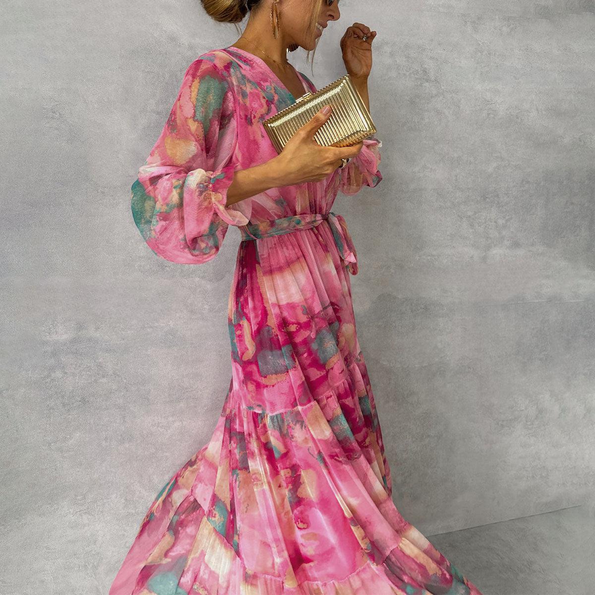 Mia | Women’s Elegant Floral Maxi Summer Dress with Belted Waist - Image 4