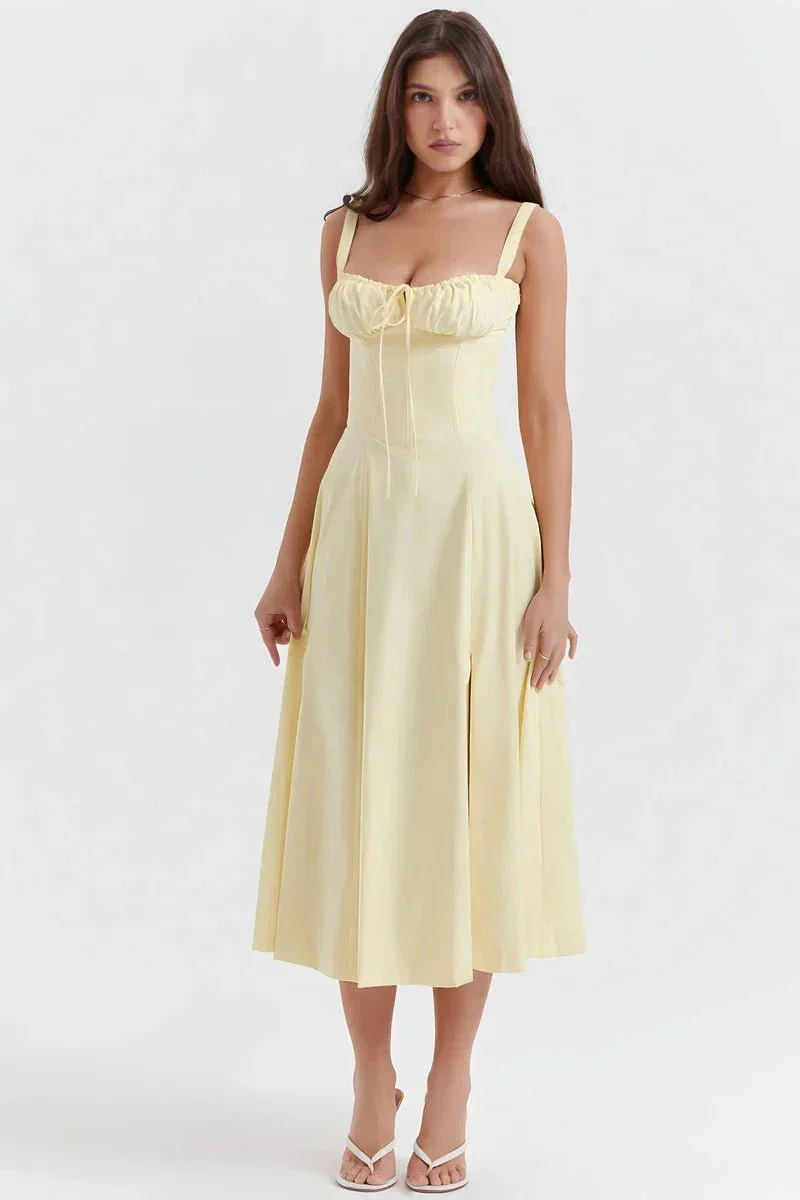 Mia | Women’s Elegant Floral Midi Wedding Guest Dress with Side Split - Image 18