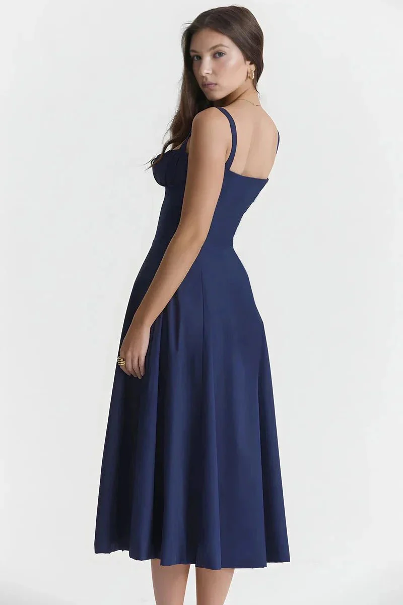 Mia | Women’s Elegant Floral Midi Wedding Guest Dress with Side Split - Image 6