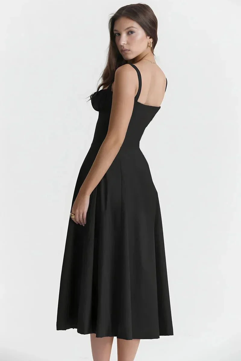 Mia | Women’s Elegant Floral Midi Wedding Guest Dress with Side Split - Image 9