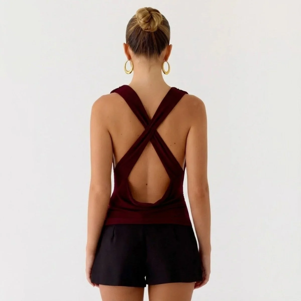 Mirabelle | Women’s Elegant Backless Top with Draped Cowl Neck - Image 18