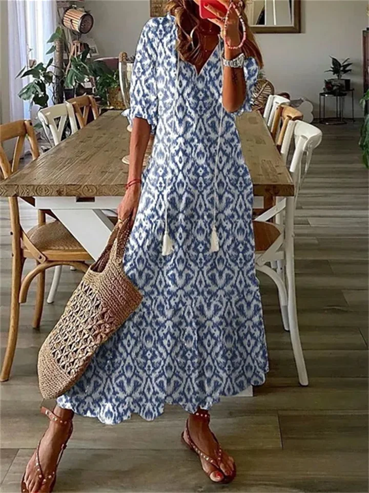 Nerina | Women's Summer Floral Maxi Dress with V-Neckline - Image 4