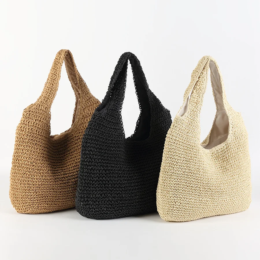 Nina | Women’s Summer Straw Beach Bag with Integrated Shoulder Strap - Image 3